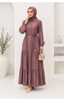 Miss Meliss Tencel Kumaş Örgü Kemerli Gömlek Yaka Düğmeli Boydan Elbise Bordo Bordo Miss Meliss Tencel Kumaş Örgü Kemerli Gömlek Yaka Düğmeli Boydan Elbise Bordo Bordo