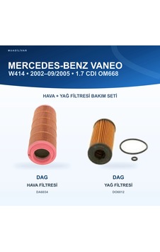 Mercedes Benz Vaneo 414 Hava+yağ Filtre Bakım Seti Mercedes Benz Vaneo 414 Hava+yağ Filtre Bakım Seti