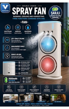 Vothoon Çift Başlıklı Sprey Fan Nemlendirici Ve Renkli Led Işıklı Beyaz Diğer Vothoon Çift Başlıklı Sprey Fan Nemlendirici Ve Renkli Led Işıklı Beyaz Diğer