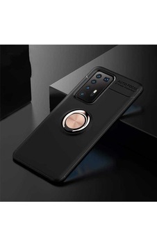 Huawei P40 Pro Kılıf Zore Ravel Silikon Kapak Siyah-Rose Gold Huawei P40 Pro Kılıf Zore Ravel Silikon Kapak Siyah-Rose Gold