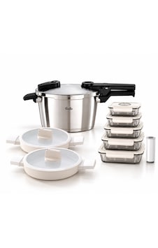 Fissler Vitaquick Premium 4,5 Lt Düdüklü Tencere + Acar 2’li Sahan Seti + Aryıldız 25 Parça Saklama Kabı Seti