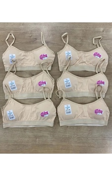 Dondeza 6'lı Paket Askılı Pedli Düz Büstiyer Karışık Renk Ten Dondeza 6'lı Paket Askılı Pedli Düz Büstiyer Karışık Renk Ten