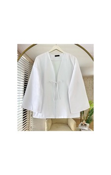 Unika Boutique Önü Bağlamalı Kimono Beyaz