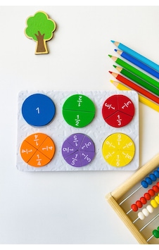 Renkli Kesir Öğrenme Seti Matematik Öğrenme Oyuncağı Eğitici Kesir Dairesi Seti