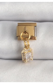 Buğz 316l Çelik Gold Renk Sallantı Zirkon Taşlı Kare Model Nomination Charm Diğer Buğz 316l Çelik Gold Renk Sallantı Zirkon Taşlı Kare Model Nomination Charm Diğer