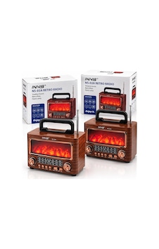 İbreli Şömineli Radyo - Retro Am - Fm - Sw Usb - Type-c Sarjlı Bt - Tf - Usb Speaker Ns-02a Pl-4731 5570