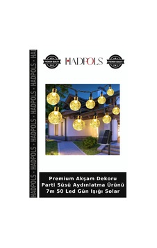 Premium Akşam Dekoru Parti Süsü Aydınlatma Ürünü 7m 50 Led Gün Işığı Solar Premium Akşam Dekoru Parti Süsü Aydınlatma Ürünü 7m 50 Led Gün Işığı Solar