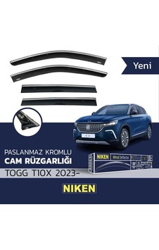 Togg Uyumlu T10x 2023- Kromlu 4'lü Cam Rüzgarlığı