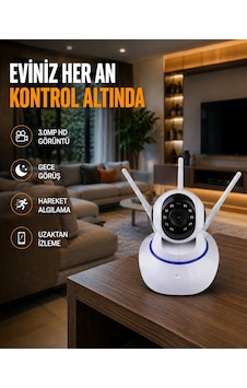 Mey İthalat Full Hd Akıllı Ip Kamera Gece Görüşlü, Hareket Sensörlü, Çift Yönlü Ses Ve Online Kayıt Özellikli Yeni Nesil Mey İthalat Full Hd Akıllı Ip Kamera Gece Görüşlü, Hareket Sensörlü, Çift Yönlü Ses Ve Online Kayıt Özellikli Yeni Nesil