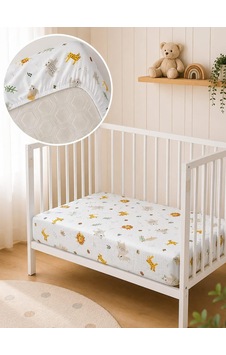 Aras Bebe Müslin Lastikli Bebek Çarşafı 60x120 CM - Animal
