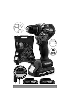 Heilber Ba01013s Alman Max V998 15ahm Black Bakır Sargılı Çift Batarya Akülü Vidalama Çelik Şanzıman Şarjlı Matkap