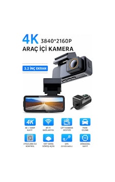 Harvox 4k Pro Araç İçi Kamera Seti 2 Kameralı 4k Ön + 1080p Arka , Wi-fi, Gps Park Modu