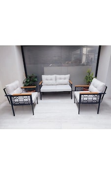 İnci Balkon-Bahçe-Kafe Çay Seti Koltuk Oturma Takımı-Oturma Grubu Kremlazer Krem