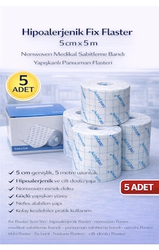 Hipoalerjenik Fix Flaster 5 Cm X 5 M 5 Adet Nonwoven Medikal Sabitleme Bandı Yapışkanlı Pansuman Flasteri Hipoalerjenik Fix Flaster 5 Cm X 5 M 5 Adet Nonwoven Medikal Sabitleme Bandı Yapışkanlı Pansuman Flasteri