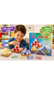 Renkli Akıl Küpleri Zeka Oyunu 54 Kartlı Eğitici Puzzle Oyunu 8+ Yaş, 2-4 Oyuncu