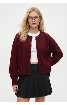 Ritnice Kadın New Keep Yan Yırtmaçlı Yumuşak Dokulu Koyu Bordo Basic Triko Hırka Ritnice Kadın New Keep Yan Yırtmaçlı Yumuşak Dokulu Koyu Bordo Basic Triko Hırka