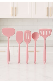5 Parça Silikon Isıya Dayanıklı Pişirme Seti Bambu Saplı Çeyiz Mutfak Seti Pembe 5 Parça Silikon Isıya Dayanıklı Pişirme Seti Bambu Saplı Çeyiz Mutfak Seti Pembe