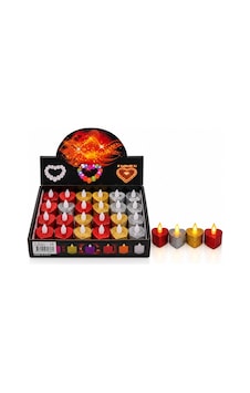 24 Adet Pilli Kalpli - Simli Renkli Led Mum Çap : 3.5cm Yükseklik : 4.2cm İ10-026 Bx40 Çok Renkli 24 Adet Pilli Kalpli - Simli Renkli Led Mum Çap : 3.5cm Yükseklik : 4.2cm İ10-026 Bx40 Çok Renkli