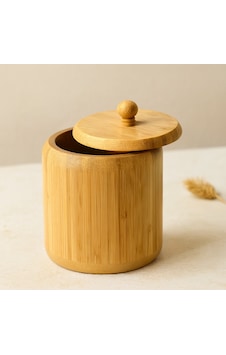 Ahşap Bambu Kapaklı Şekerlik Ø11.3 Cm Çr Ahşap Bambu Kapaklı Şekerlik Ø11.3 Cm Çr