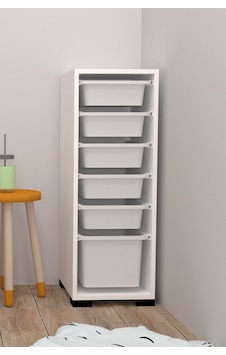 Rüya No.1 Modern Kullanışlı Beyaz Dar Sepetli Oyuncak Dolabı