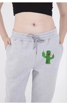 Kadın Lastikli Baskılı Eşofman Pantolon - Gri 001 Kadın Lastikli Baskılı Eşofman Pantolon - Gri 001