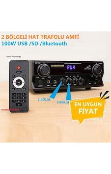2 Bölgeli 100 Watt Seslendirme Amfisi Usb/sd/bluetooth 2 Bölgeli 100 Watt Seslendirme Amfisi Usb/sd/bluetooth