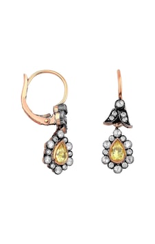 Damla Sarı Safir Sallantılı Elmas Küpe Rose Gold Damla Sarı Safir Sallantılı Elmas Küpe Rose Gold