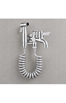 Valkyrie Çift Çıkışlı Taharet Musluğu Seti Spiral Hortumlu El Duşlu Krom Paslanmaz Çelik Gümüş Valkyrie Çift Çıkışlı Taharet Musluğu Seti Spiral Hortumlu El Duşlu Krom Paslanmaz Çelik Gümüş