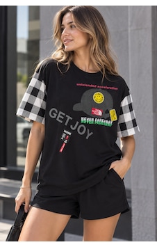 Gugus Kadın Outlet Tek Kalan Üst Giyim Modeller Siyah-get-joy-tshirt Gugus Kadın Outlet Tek Kalan Üst Giyim Modeller Siyah-get-joy-tshirt