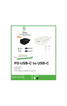 Divex Type-c To Type-c Pd Usb-c Çıkış 3.0a 25w Şarj Aleti Ds-224 Divex Type-c To Type-c Pd Usb-c Çıkış 3.0a 25w Şarj Aleti Ds-224