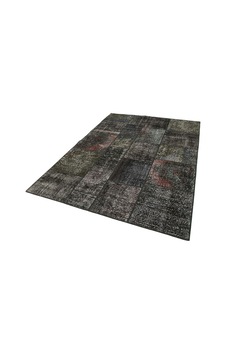 Bespoky Antrasit Geometrik Patchwork Salon Halısı El Dokuma Siyah Bespoky Antrasit Geometrik Patchwork Salon Halısı El Dokuma Siyah