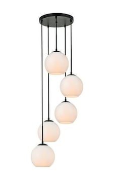 Rsylight Metal Modern Siyah Yuvarlak 5 Li Opal Camlı Sarkıt Avize Siyah Rsylight Metal Modern Siyah Yuvarlak 5 Li Opal Camlı Sarkıt Avize Siyah