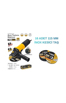 Sgs 5111 Avuç Taşlama 115 MM 750W Devir Ayarlı + Sgs İnox 115 MM Kesici Taş 10 Adet Sgs 5111 Avuç Taşlama 115 MM 750W Devir Ayarlı + Sgs İnox 115 MM Kesici Taş 10 Adet