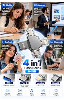 Fotoğraf Video Belge Ve Dosyalarınızı Kolayca Aktarmanızı Sağlayan 64gb 4 Girişli Flash Bellek Fotoğraf Video Belge Ve Dosyalarınızı Kolayca Aktarmanızı Sağlayan 64gb 4 Girişli Flash Bellek