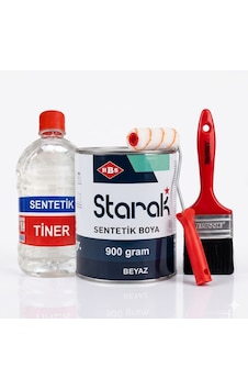 900 Gram Starak Yağlı Sentetik Boya Parmak Rulo 250 Ml Sentetik Tiner 2 No Yağlı Boya Fırça Seti