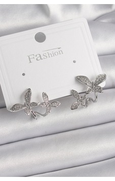 Pirinç Gümüş Renk Zirkon Taşlı Kelebek Model Kadın Küpe 5886 Belirtilmemiş 21420288