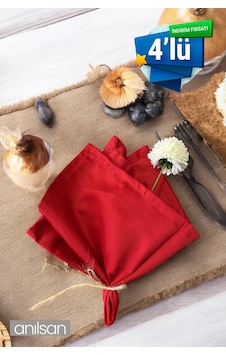4 Lü %100 Pamuk Kumaş Peçete Kırmızı 50x50 Cm Mutfak Bezi Sofra Sunum Servis Peçetesi 4 Lü %100 Pamuk Kumaş Peçete Kırmızı 50x50 Cm Mutfak Bezi Sofra Sunum Servis Peçetesi