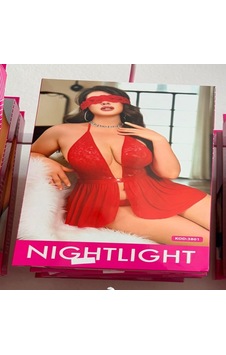 Night Light Nightlight Göz Bantlı Kırmızı Gecelik Night Light Nightlight Göz Bantlı Kırmızı Gecelik