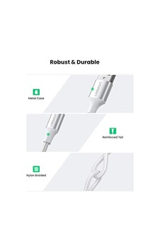 Usb-c To Usb-a 3a Qc Örgülü Hızlı Şarj Kablosu, 3 Metre, Gümüş Beyazı Usb-c To Usb-a 3a Qc Örgülü Hızlı Şarj Kablosu, 3 Metre, Gümüş Beyazı