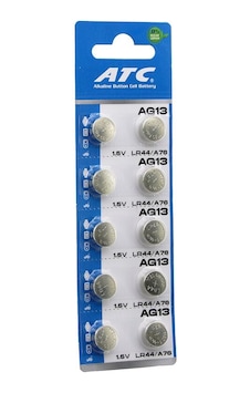Atc Alkaline Button Battery Ag13 Lr-44/a76 Düğme Pil Alkalin 1.5v 10lu Kart 5728 Atc Alkaline Button Battery Ag13 Lr-44/a76 Düğme Pil Alkalin 1.5v 10lu Kart 5728