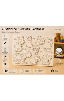 Ahşap Puzzle - Orman Ve Çiftlik Dostları: Eğitici Zeka Oyunu 20x20 Cm Ahşap Puzzle - Orman Ve Çiftlik Dostları: Eğitici Zeka Oyunu 20x20 Cm