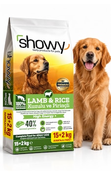 Showy Kuzulu Ve Pirinçli Yetişkin Köpek Kuru Maması 15+2 Kg Showy Kuzulu Ve Pirinçli Yetişkin Köpek Kuru Maması 15+2 Kg