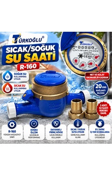 Türkoğlu Remont Su Sayacı - Ev İşyeri Tipi Su Saati-r161 +2 Bağlantı Rekorları Beyaz