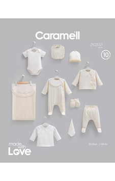 Caramell Fashion Girl 10 Parça Hastane Çıkışı Zıbın Seti Ekru renkli Caramell Fashion Girl 10 Parça Hastane Çıkışı Zıbın Seti Ekru renkli