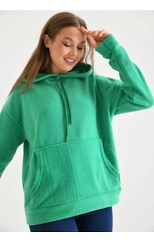 Lovie Moda Kadın Kapşonlu Sweatshirt Yeşil Lovie Moda Kadın Kapşonlu Sweatshirt Yeşil
