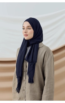 Deserto Fashion Bambu Şal Düz Renk-3555 Lacivert