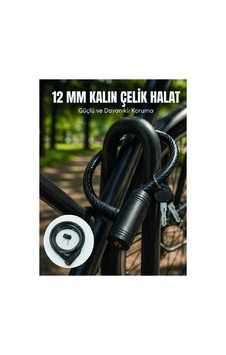 Anahtarlı Çelik Halat Kilit 12 Mm Güçlü Bisiklet Kilidi 80 Cm Pvc Kaplamalı Elektrikli Scooter Ve Mo