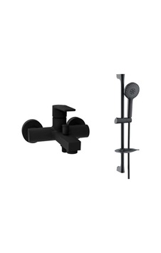 Creavit Sharp Banyo Bataryası Armatürü Siyah Ve Siyah Sürgülü Duş Siyah Creavit Sharp Banyo Bataryası Armatürü Siyah Ve Siyah Sürgülü Duş Siyah