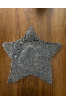 Kozababy Handmade Yıldız Model Kapüşonlu Bebek Battaniyesi - Kadife Örgü Düğmeli Bebek Uyku Tulumu Ve Kundak Gri