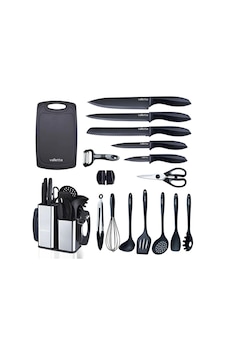 Solozzo 18 Parça Paslanmaz Çelik Bıçak Seti Silikon Spatula Mutfak Seti Siyah Vlt1454 çok renkli Solozzo 18 Parça Paslanmaz Çelik Bıçak Seti Silikon Spatula Mutfak Seti Siyah Vlt1454 çok renkli